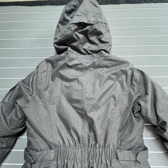 Eddie Bauer WeatherEdge Gray Herringbone Down Parka Hooded Winter Coat Womens L - Picture 10 of 13